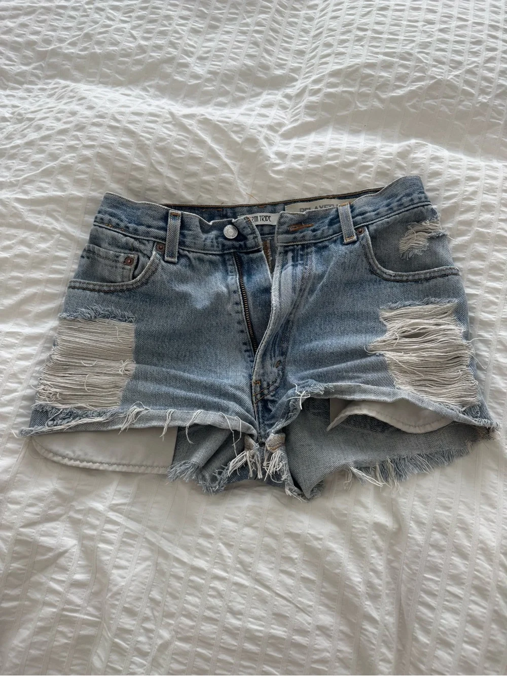 Levi's Light Blue Distressed Relaxed Fit Denim Shorts